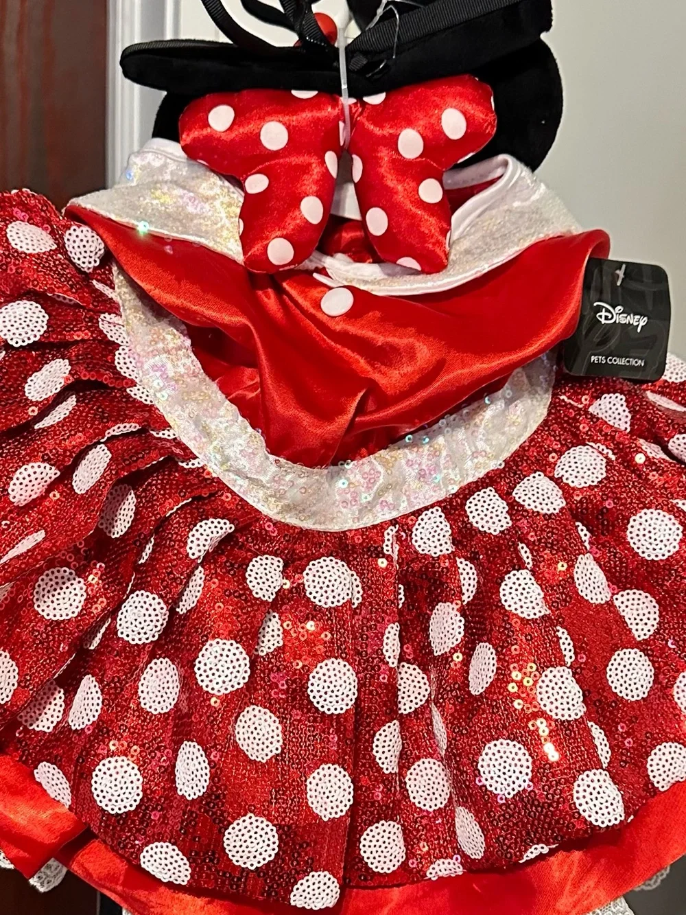 Disney Pets Collection Minnie Mouse Premium Dog Outfit~Snaps & Headband (L) NEW